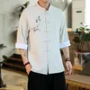 Camisas activas 5XL verano hombres Tai Chi Kungfu Yoga camisa bordado de lino suelta de talla grande sudadera Casual Jogger entrenamiento meditación