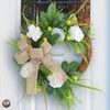 Dekoracyjne kwiaty wieniec wielokrotnego użytku w jasnobrązowej sprężynowej dekoracji drzwi wiszącego magnolia Wystrój domu