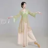 古典舞踊の衣装、女性の流れる紗の衣装、中国舞踊の練習着、女性の体の魅力、不滅の精神、シフォントップ、パフォーマンスの衣装、古代のスタイル