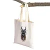 Boodschappentassen insectenkevercollectie Casual vrouwen cartoon dierendoek beide zijdige canvas supermarkt shopper tas tas handtas