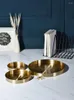 Storage Boxes Nordic Pure Brass Round Tea Tray Metal Jewelry Copper Tray.