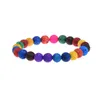 Strand Natural Multicolor Lava Stone Beads Bracciale Donna Uomo Reiki Yoga Hand Bangle Jewelry Gift