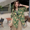 Women's Blouses Vintage Green Floral Leaf Hawaii Beach Shirts Mens Fashion Blouse Button Up Shirt Short Sleeve Summer Tops Harajuku
