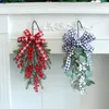 Decorative Flowers 2023 Christmas Hanging Garands Outdoor Wreath Front Door Berries Snowflakes Pine Tree Ornaments Year Navidad Home