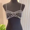 Cyrcon Bra erotyczne bikini rhinestone lśniący łańcuch pazurowy łańcuch nadwozia seksowne zestaw bielizny