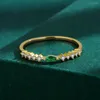 Klusterringar 2023 enkel smaragdring för kvinnor cz guld aguette grön kubik zirkoniumfinger mode stapling minimal härlig smycken