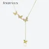 Andywen 925 Sterling Silver Chain Three Butterfly Drop Pendant Choker Halsband Ny 2022 Women Luxury Rock Punk Jewelry Gift