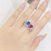 Pierścienie klastra panie podwójnie oszałamiający cyrkon s925 srebrny pierścień dla kobiet świeci pełny diamentowy kryształowy luksusowy palcem zaręczynowy