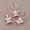 Halsbandörhängen Set 2023 Luxury Designer Jewelry for Women 585 Rose Gold Color High Quality Natural Zircon Elegant Women's