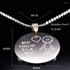 Pendant Necklaces Family Boy Necklace Choker For Women Mom Dad Collar Stainless Steel Chain Maxi Jewelry Anime Collane Donna N7633S08