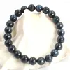 Strand 7 8 9 10 12 14mm Dark Blue Natural Genuine Gems Stone Adjustable Kyanite Bracelet 7.5inch