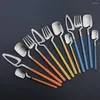 Set di stoviglie Terprun 24Pcs Set di posate in acciaio inossidabile dorato Coltello Forchetta Cucchiaino da tè Opaco Cucina Posate occidentali Party