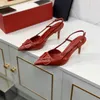 Luxury Brand High Heel Sandals Women Summer Designer Pointed Shoes Classics Gold-V Metal Buckle 4cm 6cm 8cm 10cm Thin Heels Red Wedding Shoes with Dust Bag 34-44 zm13