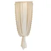 Kurtyna biała romantyczne koronkowe faliste perłowe zasłony do salonu Jacquard kwiatowe puste koraliki dodatkowe długość francuskie okno