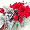 장식용 꽃 인공 베리 소나무 콘 화환 예술 공예 PVC 활 크리스마스 화환 끈 빛의 빛나는 휴가 선물 홈