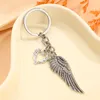 KeyChain Heart Angel Wings подвески Diy Мужчины ювелирные ювелирные украшения ключевая цепочка держатель кольца сувенир для подарочного