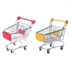Dinnerware Sets 2 Pcs Puzzle Toy Mini Trolley Basket French Fry Shopping Cart Grocery Deep Fryer