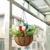 Decorative Flowers 30x40cm American Independence Day Hanging Basket Coconuts Fiber Planter Tulip Flower Pot Garden Decor Door Wall