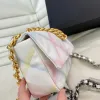 Klassieke 19 mini flapzakken kleurrijke multicolor laser echte lederen handtassen gouden zilveren metalen ketting crossbody tas luxurys ontwerper schoudertas dames tas