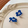 Серьги с грибами синий необычный геометрический жемчужный подарок из бусинки маленькие серьги зажимы трагки женские модные аксессуары тенденции 2023 года