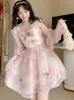 Vestidos casuais Mulheres Baixa Baixa Bandagem Tulle Fairy Mini Dress Summer Bow Sweet Strap Female Bin Lace Mesh Princesa 2023