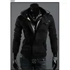 Men's Jackets Men Hoodies Sweatshirts Casual Male Zipper Fleece Slim Fit Hooded Jacket Coat Tops Turn-Down Collar Black 3XL