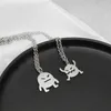 Pendant Necklaces Funny Cartoon Man For Women Men Cute Korean Fashion Emo Titanium Steel Couple Jewelry Kpop Sweater Chain 2023 Party Gift