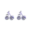 Boucles d'oreilles clous argent aiguille Zircon cerise design personnalisé sens frais doux petit luxe pour filles bijoux.