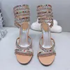 Stiletto Joya de tacón alto sandalias serpiente trenzado elegante Sandalia RENE CAOVILLA cristal Oro rhinestone zapatos de vestir Suelas de plata mujeres suH