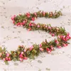 Dekoratif Çiçekler 2pcs Yapay Çiçek Vine 42 Kafa Düğün Sahnesi Pogerografi Küçük Gül Rattan Noel Ev Dekorasyon