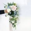 Decorative Flowers Wedding Bride Hand Bouquet Waterfall For Church Festival Ceremony Bridal Shower