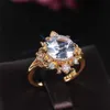 Bandringen Luxe verlovingsringen voor vrouwen ingelegde kristal kubieke goudkleur vrouwelijke trouwringen Eeuwige sieraden nieuw