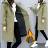 Women's Trench Coats 2023 Long Outwear Plus Size Elegant Ladies Thicken Windbreaker Women Autumn Winter Hooded Drawstring Pocket Zipper