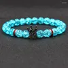 Strand Blue Crystal Explosive Round Bead Hand String Classic Micro Inset Crown Accesorios Pulsera elástica de moda para mujeres y hombres