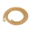 10 mm mäns smyckekedja kubansk guldhalsband 14k fast guldfyllning Hip Hop Cuban Chain Round Grind krypterad halsband*Diamondlås*Halsband 24 tum