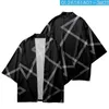 Ethnische Kleidung weiß gestreift bedruckt schwarz Sommer japanische lose Harajuku Kimono Strickjacke abgeschnitten Hosen Frauen Männer Cosplay Yukata