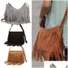 Sacs de soirée Femmes Tassel Fringe Suede Shoder Messenger Bag Ladies Crossbody Sac à main Sac à main Noir Marron Gris Drop Delivery Lage Access Dhmss