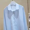 Bluzki damskie czyste bawełniana niebieska biała koszula Kobiety Spring Autumn Up Koreańskie biuro biuru klapy Koszulki Czarne swobodne top Chemise Femme