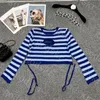 Women's T-Shirt designer New Hollow Knitted T Shirt Womens Long Sleeve Tops Sexy Breathable Tees Summer Cropped Clothes Multi Color DPHT