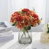 Decorative Flowers 4 Bunches Artificial Peony Hydrangea Silk Roses Christmas Decoration 2023 Year Home Garden Wedding Fake Flower