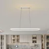 Lampes suspendues blanc LED lustre nordique moderne long plafond utilisé dans le restaurant bar café bureau lumière une ligne