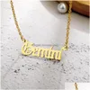 Pendant Necklaces Wholesale 12Pcs Zodiac Necklace Women Men Constellation Jewelry Birthday Gifts Stainless Steel Letter Pendants Dro Dhvfn