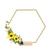 Flores decorativas Metal Floral Hoop Circle Ring Frame Diy Wreath Flower Garland Ornament Ornament Wood Card Titular Mesa de festas de casamento