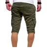 QNPQYX nouveaux hommes longueur au genou couleur unie Sport Cargo Shorts hommes noir vert décontracté coton Shorts amples mâle mince pantalon court