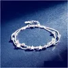 Charm Armbänder Sterling Silber Doppelschichten Sterne Perlen für Frauen Elegante Box Kette Armband Geburtstagsfeier Geschenk Drop Deliver Dhgarden Dhxad