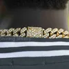 Bling szmaragd cut bagiete moissanite Diamond Hip Hop Cuban Link Srebrny naszyjnik biżuteria Miami Cuban Chain