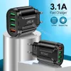 Chargeur mural USB 4 Ports QC3.0, charge rapide, ue, US, UK, AC, adaptateurs d'alimentation de voyage à domicile, 18W, pour IPhone 12 13 14 15, Samsung htc S1