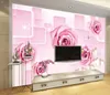 CJSIR Personnalisé 3D Po Papier Peint Moderne Rose Rose Papillon Salon Canapé TV Fond Décors