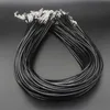 Pendant Necklaces Wholesale of 100 piecesbatch DIY black leather chain necklaces for women's handmade wax rope necklaces DIY jewelry making accessories 230512