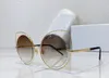 10/S Roudn Cat Eye Solglasögon Gold Metal/Brown Shaded Women Summer Fashion Glasses Gafas de Sol Designers Solglasögon Shades Occhiali Da Sole UV400 Eyewear